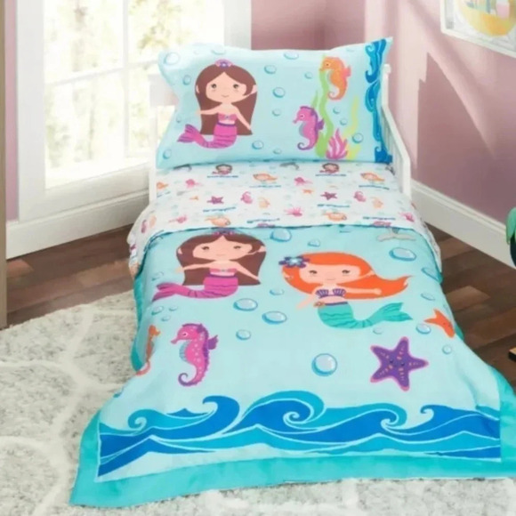 Everyday Kids Underwater Mermaid 4-Piece Twin Size Bed Sheets Set New - Picture 2 of 8